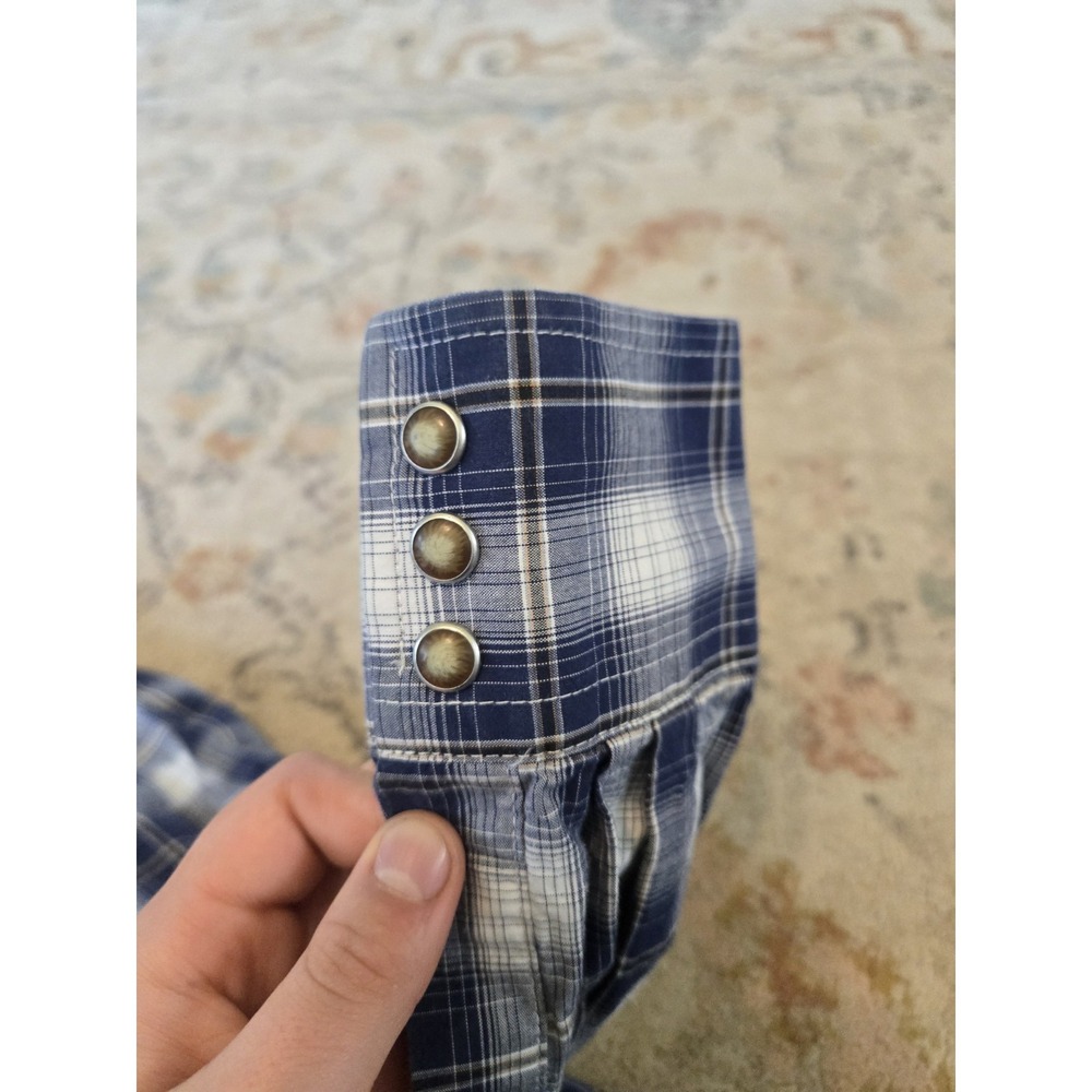 Wrangler‎ Retro Pearl Snap Mens Western Wear L Tall Blue Plaid - Picture 5 of 9
